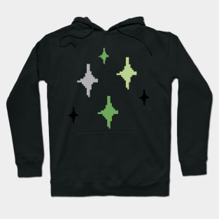 Aromantic Pride Sparkles Pixel Art Hoodie